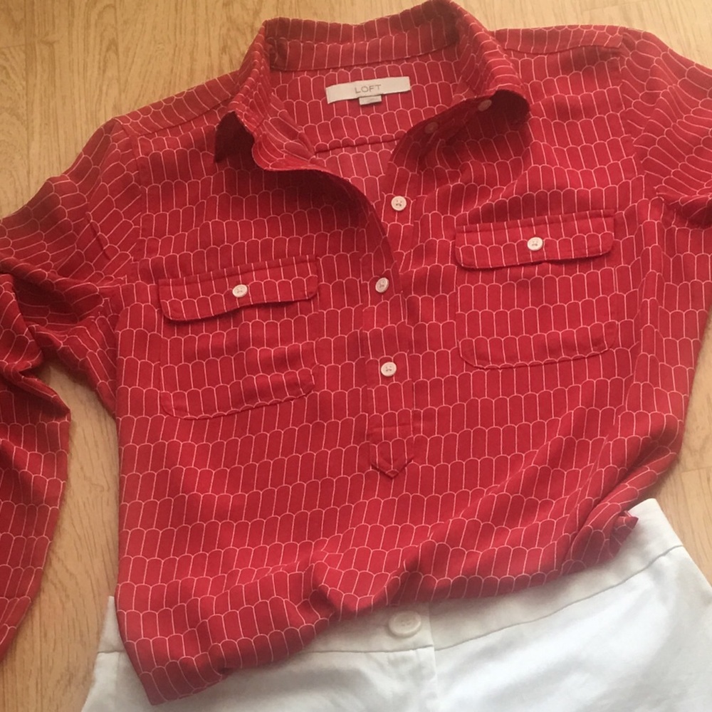 Loft Blouse (Red) Long Sleeve Large